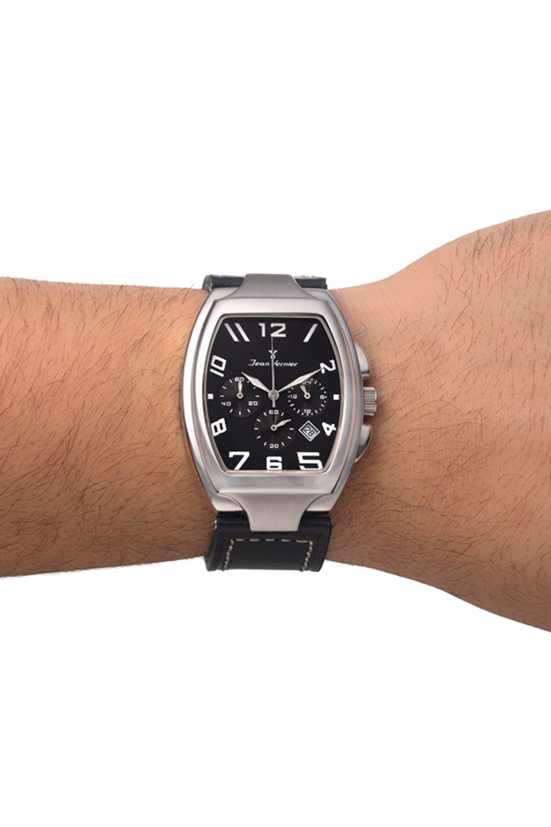 Relógio Jean Vernier Masculino Couro Preto JV00580