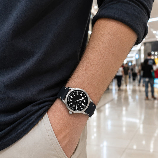 Relógio Masculino Jean Vernier Couro Preto JV01009