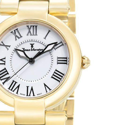 Relógio Jean Vernier Dourado Feminino Movimento Suíço JV01065