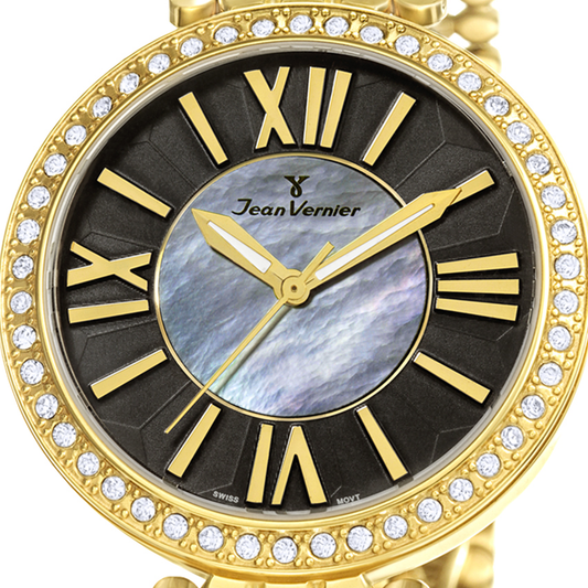 Relógio de Pulso Jean Vernier Dourado Movimento Suíço JV01321
