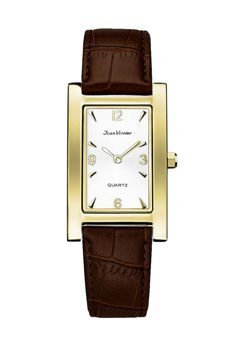 Relógio Jean Vernier Pulseira Couro Croco Marrom JV01619CRM