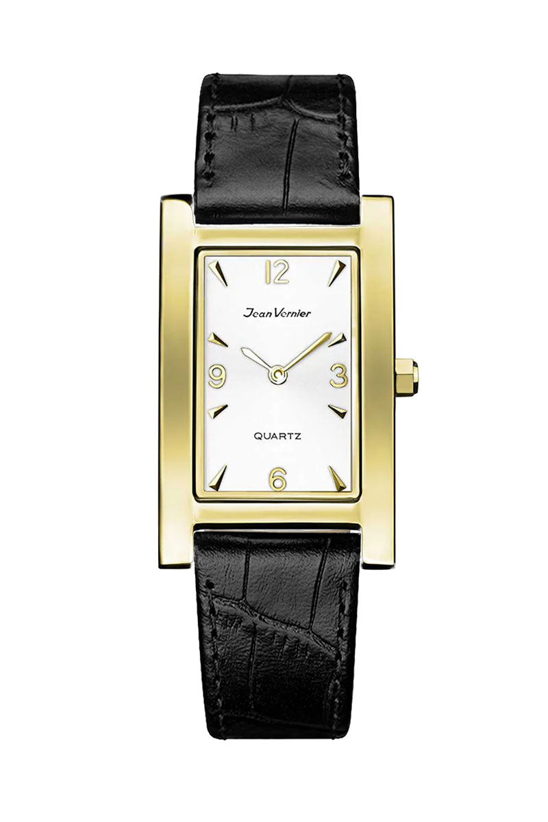 Relógio Jean Vernier Pulseira Couro Croco Preto JV01619CRP