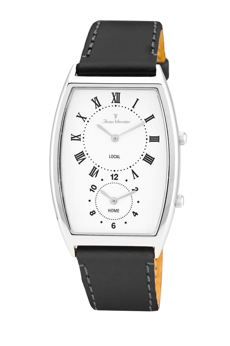 Relógio Jean Vernier Prateado Pulseira de Couro JV02786P