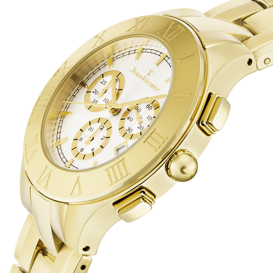 Relógio de Pulso Jean Vernier Dourado Cronógrafo JV03671