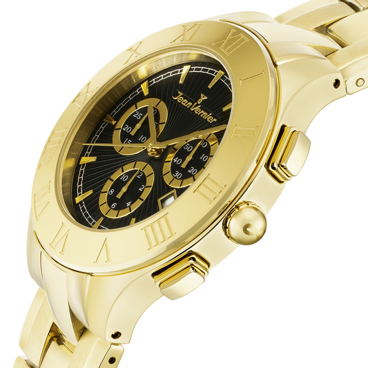 Relógio de Pulso Jean Vernier Dourado Cronógrafo JV03672