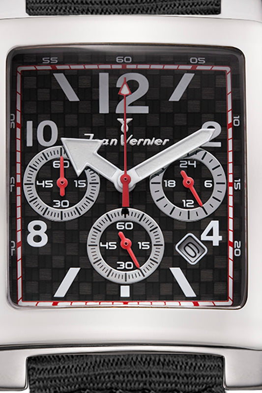Relógio Jean Vernier Nylon Preto Cronógrafo JV03783NP