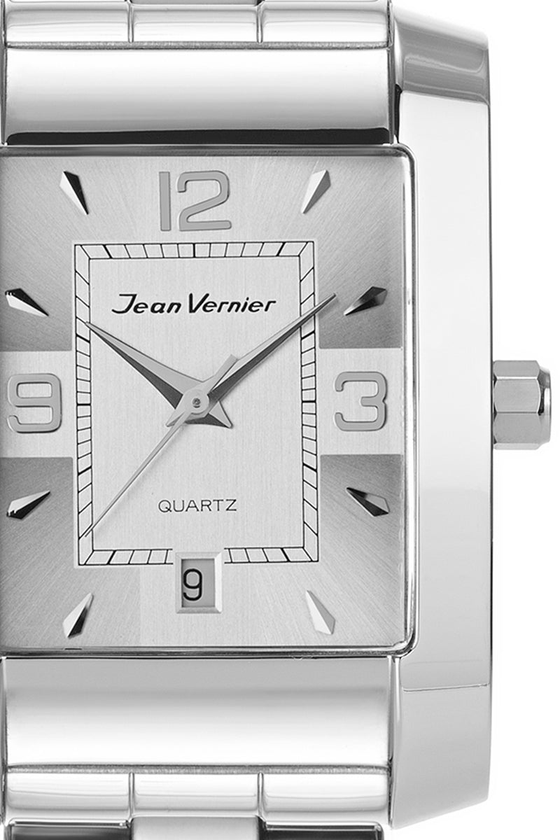 Relógio Jean Vernier Retangular Aço Inoxidável JV07580