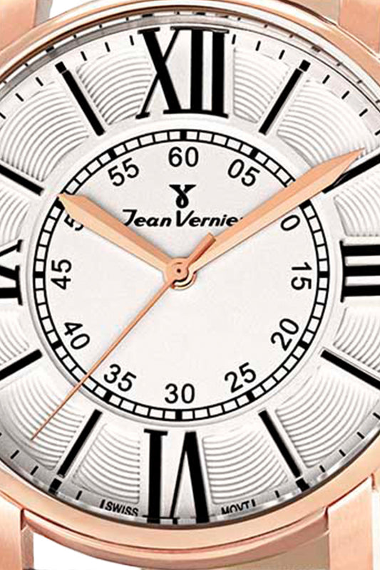 Relógio Jean Vernier Couro Preto Movimento Suíço JV01090