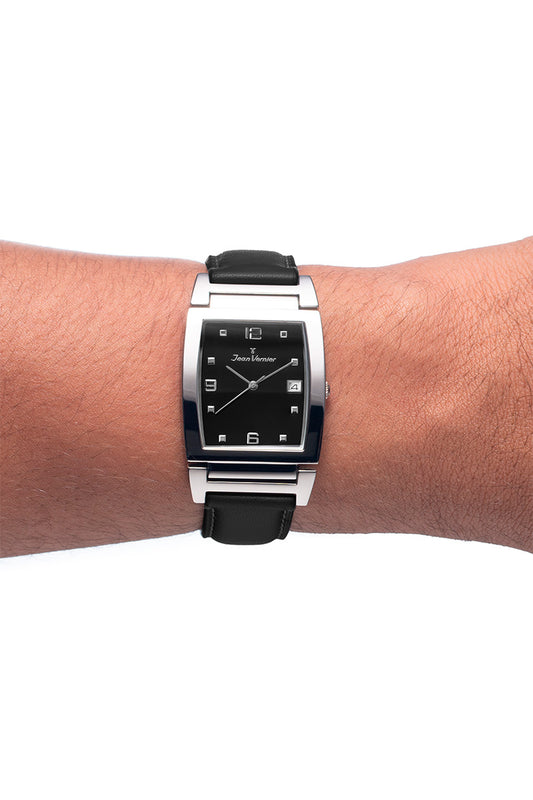Relógio Jean Vernier Masculino Pulseira Couro Preto JV00238PP