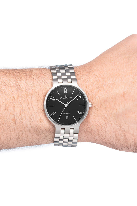 Relógio de Pulso Jean Vernier Prateado Movimento Suíço JV05984P