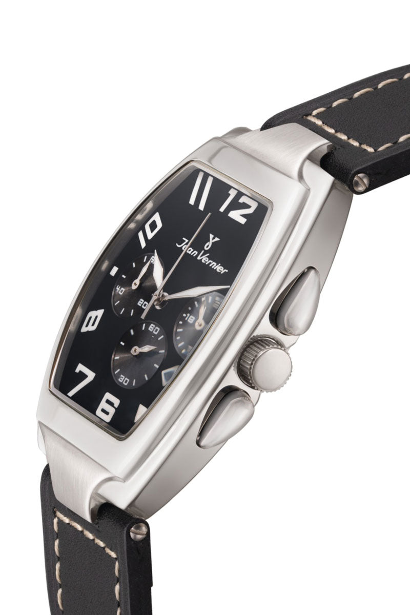 Relógio Jean Vernier Masculino Couro Preto JV00580
