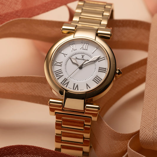 Relógio Jean Vernier Feminino Aço 316L Rosé Movimento Suíço JV01066