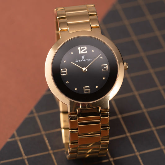 Relógio Jean Vernier Dourado Feminino Movimento Suíço JV01120