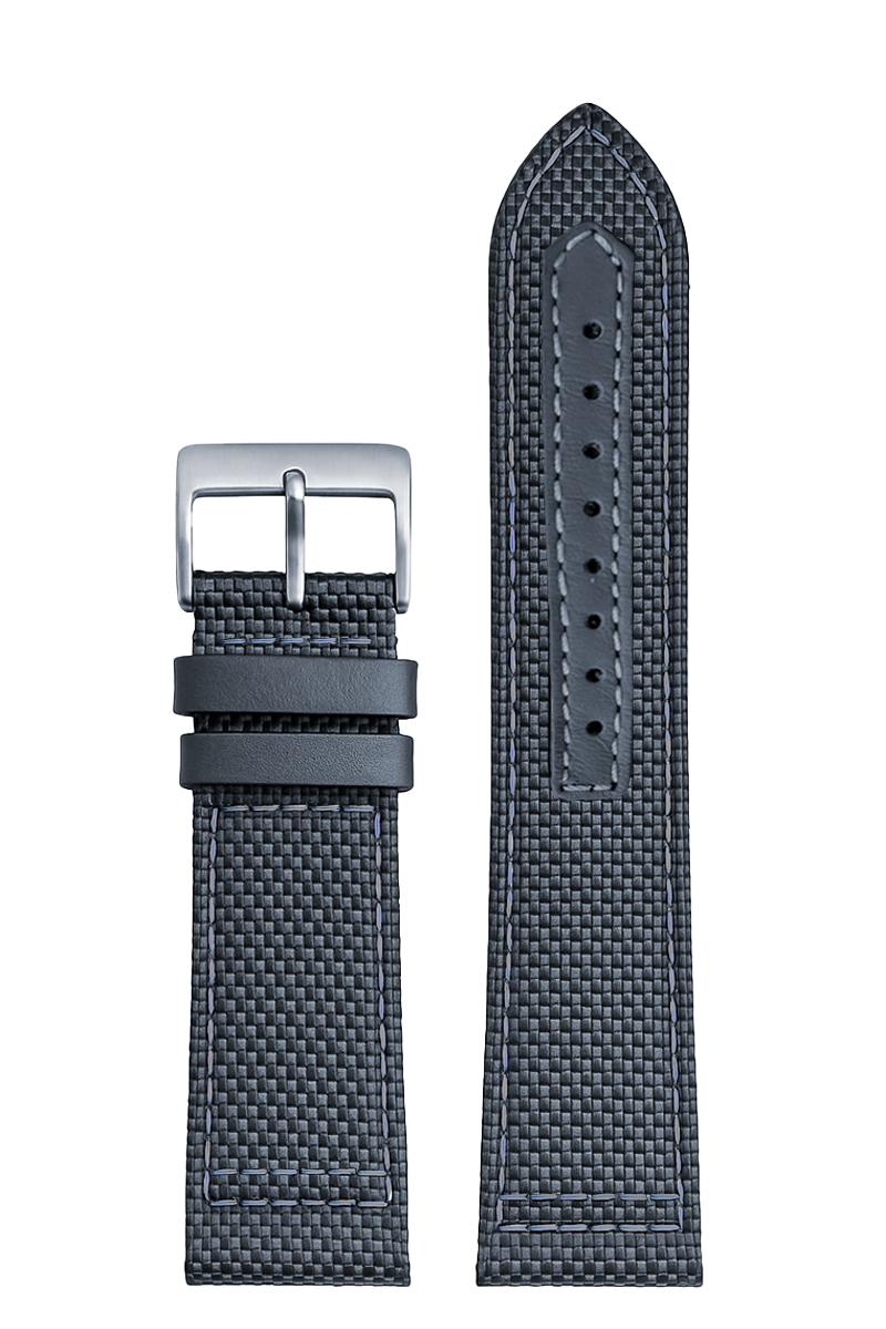 Pulseira Lona Cinza Fivela Prata PU296C (18mm)