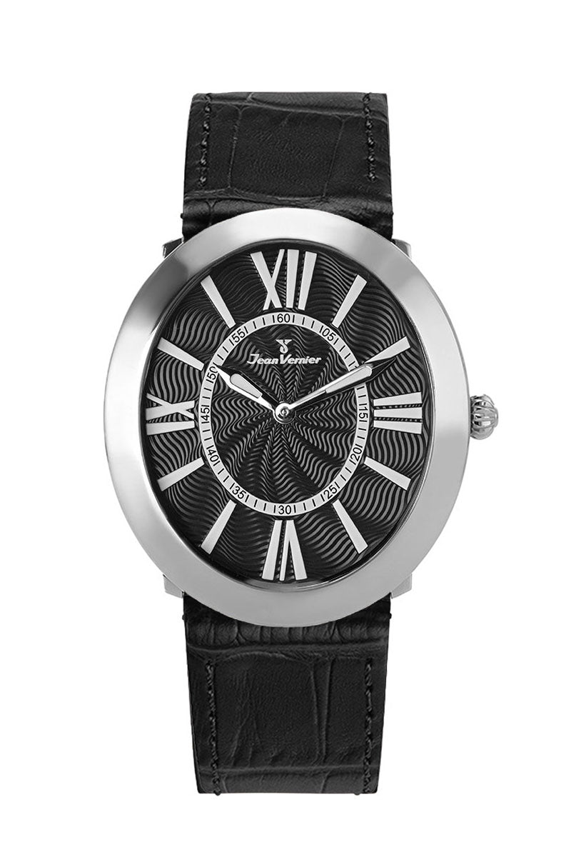 Relógio Jean Vernier Masculino Couro Croco Preto JV02096PPC