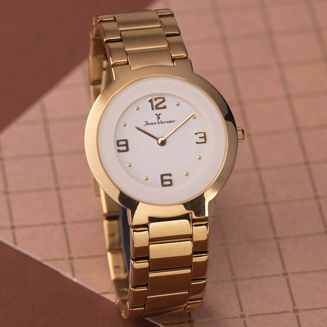Relógio Jean Vernier Dourado Feminino Movimento Suíço JV01121