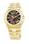 Relógio Jean Vernier Aço Inoxidável Dourado Feminino Movimento Suíço JV01008