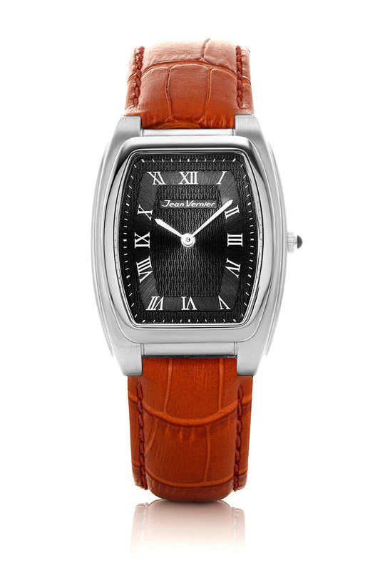Relógio Jean Vernier Couro Tipo Croco Marrom JV01595PM