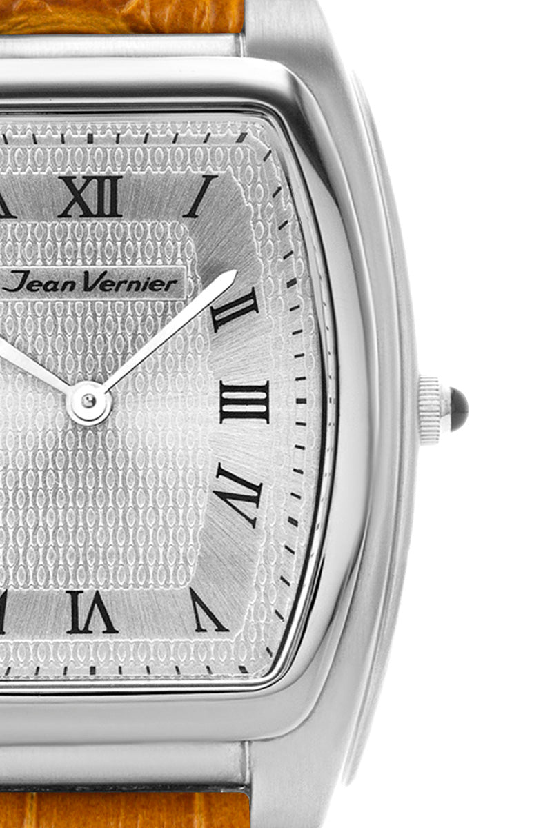 Relógio Jean Vernier Couro Tipo Croco Havana JV01595BH