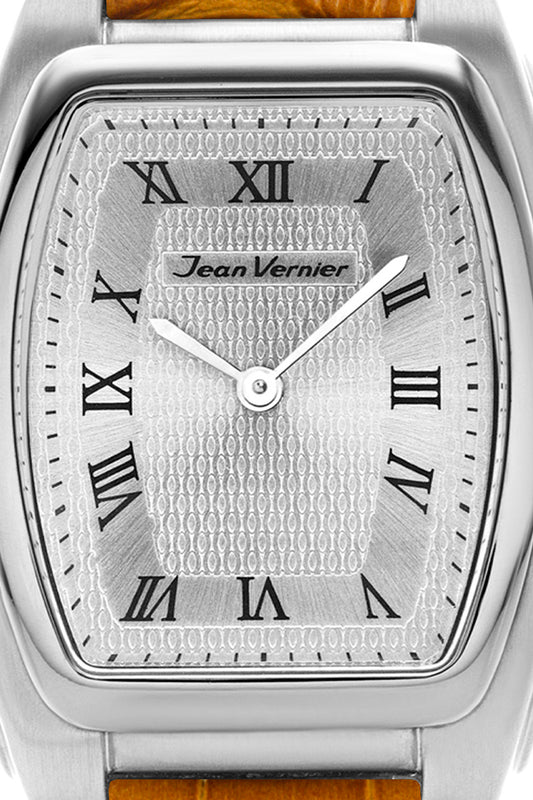 Relógio Jean Vernier Couro Tipo Croco Havana JV01595BH