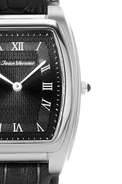 Relógio Jean Vernier Couro Tipo Croco Preto JV01595PP