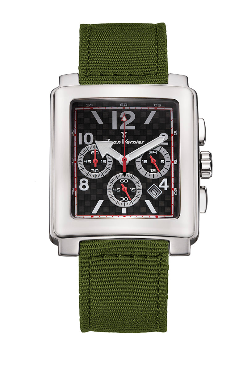 Relógio Jean Vernier Nylon Verde Cronógrafo JV03783NV