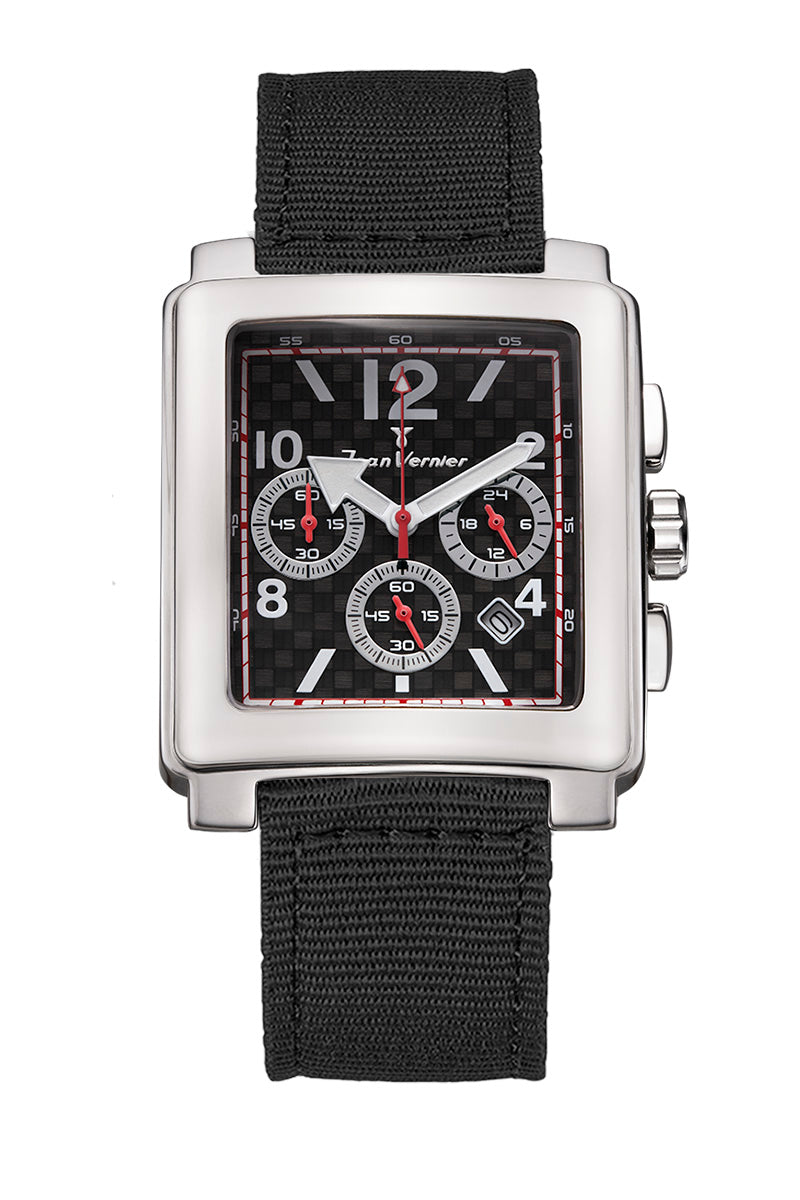 Relógio Jean Vernier Nylon Preto Cronógrafo JV03783NP