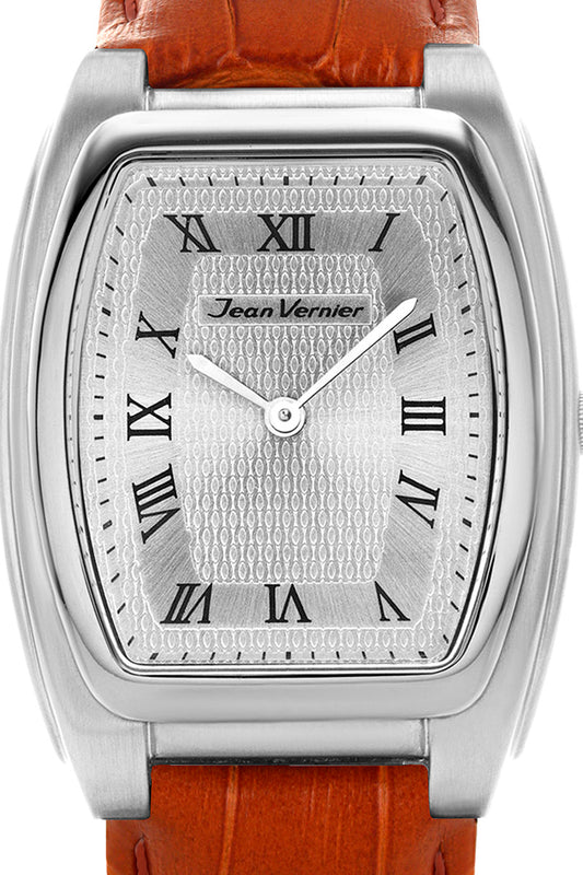 Relógio Jean Vernier Couro Tipo Croco Marrom JV01595BM