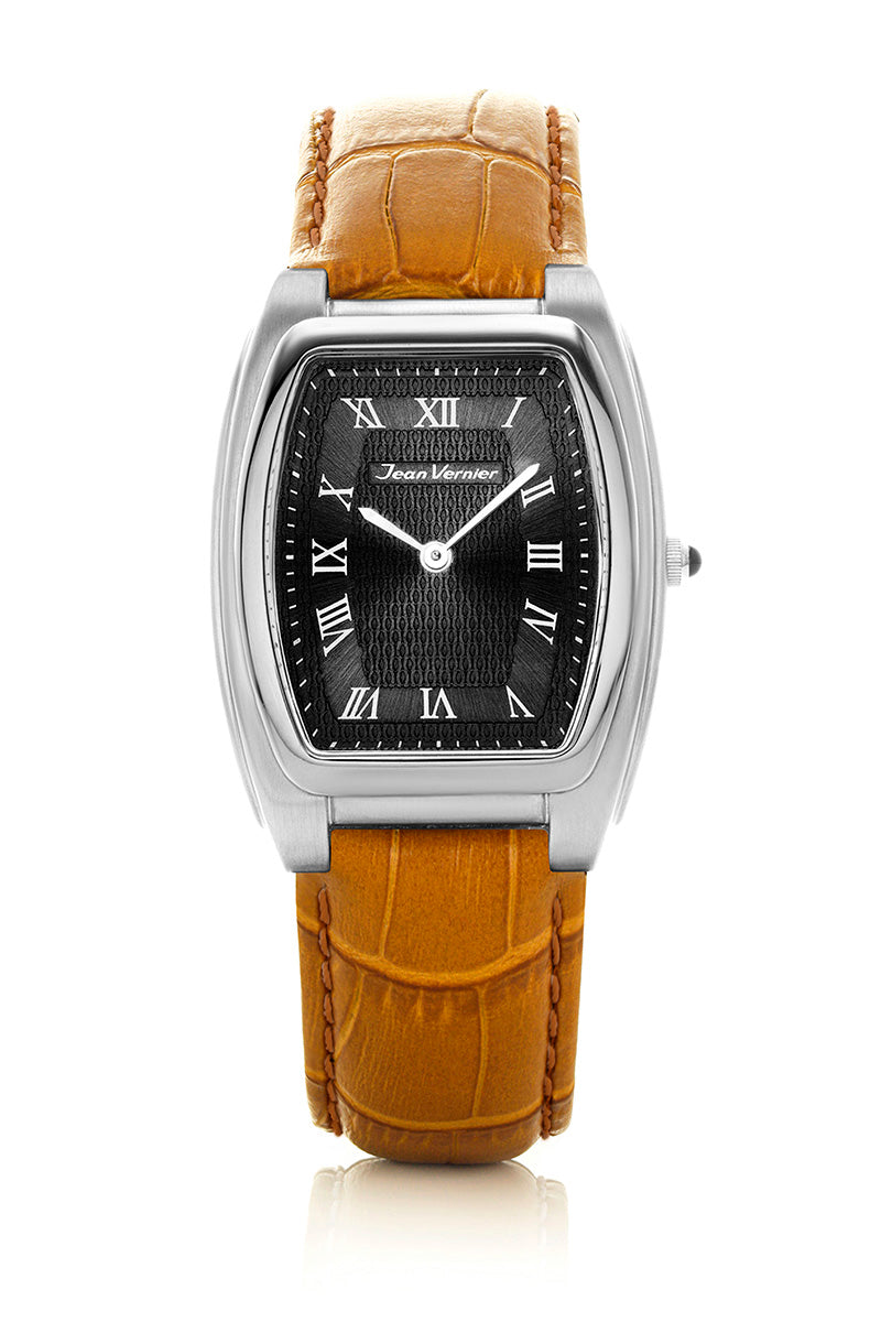 Relógio Jean Vernier Couro Tipo Croco Havana JV01595PH