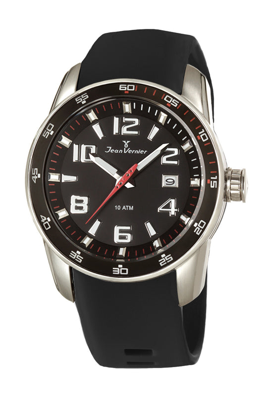 Relógio Jean Vernier Pulseira Silicone Preto JV00519SP