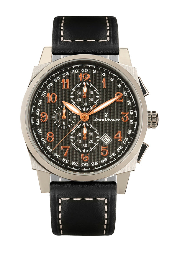 Relógio Jean Vernier Masculino Couro Preto JV07047P