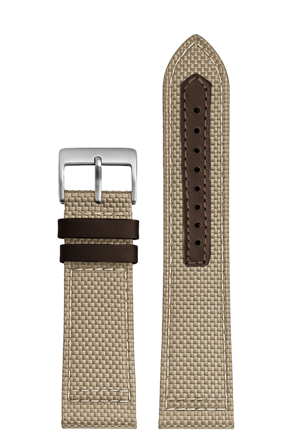 Pulseira Nylon Bege Fivela Prata PU296B (20mm)