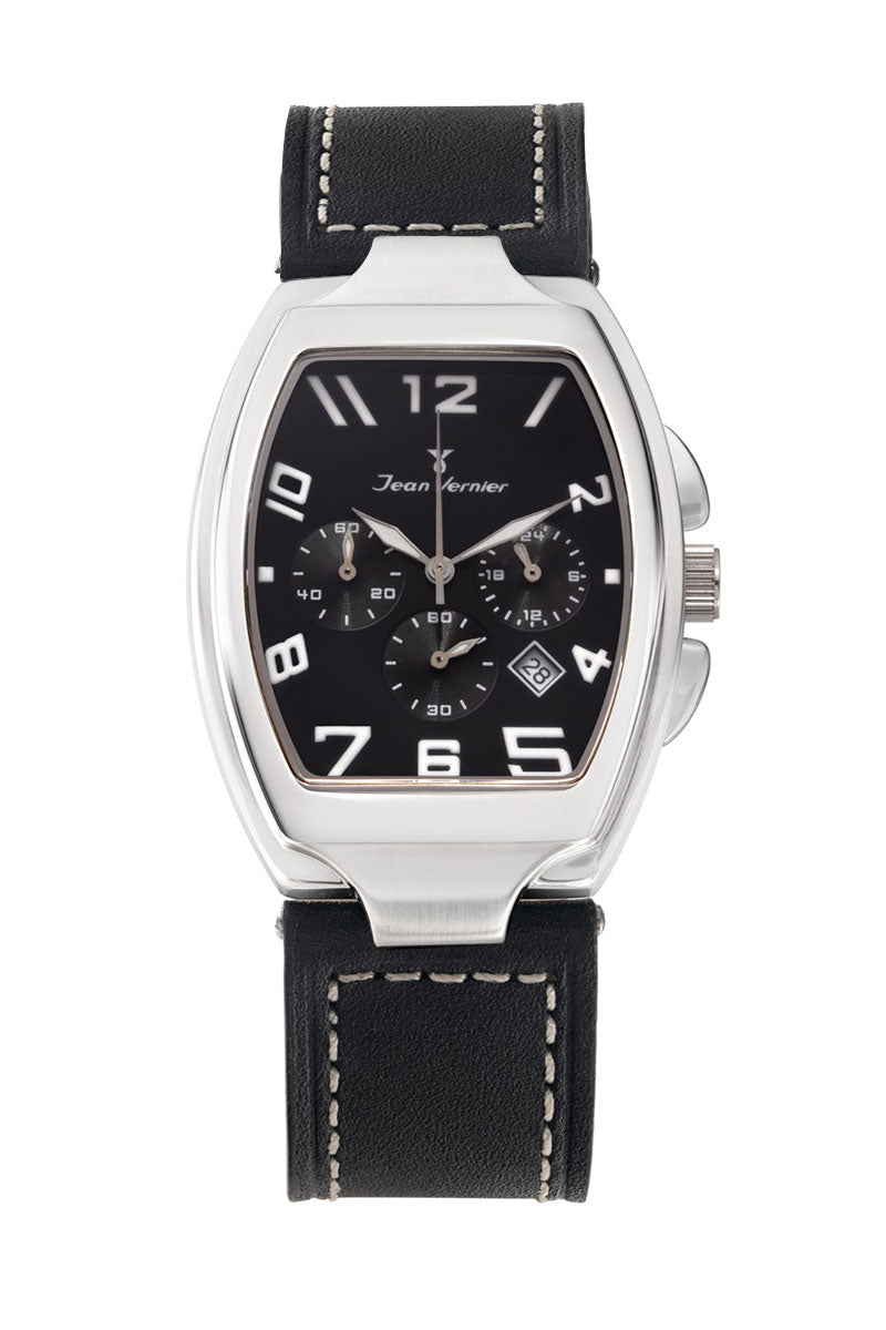 Relógio Jean Vernier Masculino Couro Preto JV00580