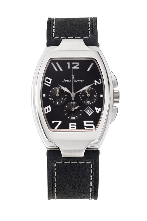 Relógio Jean Vernier Masculino Couro Preto JV00580