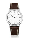 Relógio Jean Vernier Social Pulseira Couro Marrom Mostrador Branco JV00045