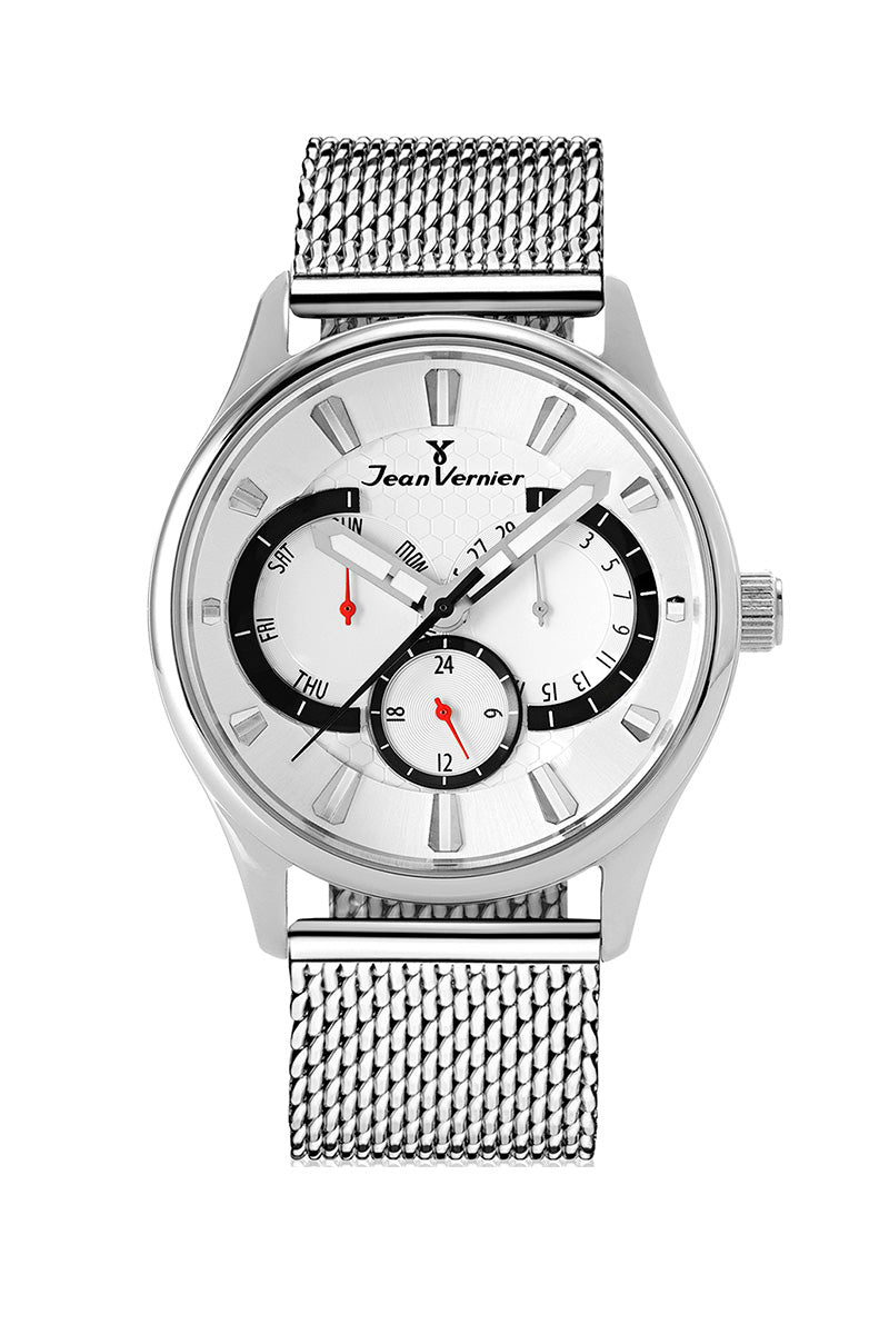 Relógio Masculino Jean Vernier Pulseira Aço Mesh JV00063A