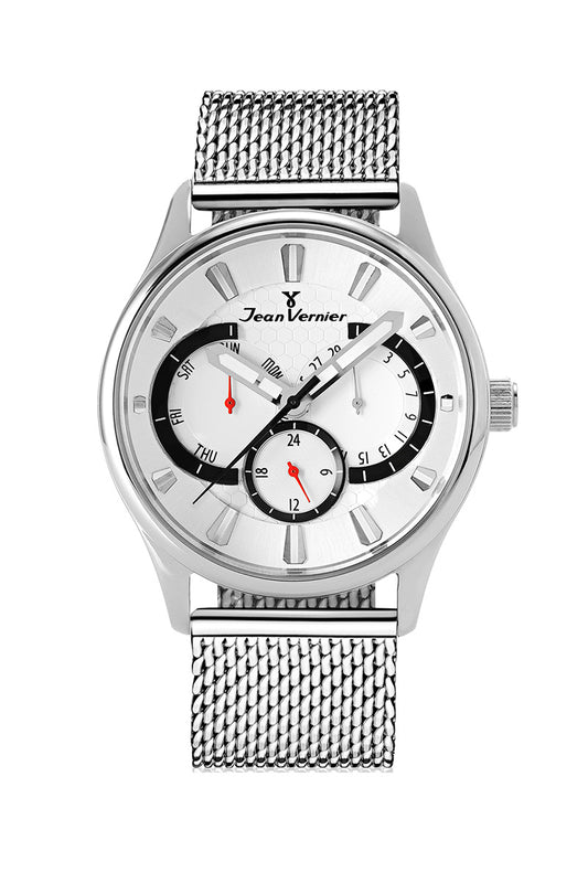 Relógio Masculino Jean Vernier Pulseira Aço Mesh JV00063A