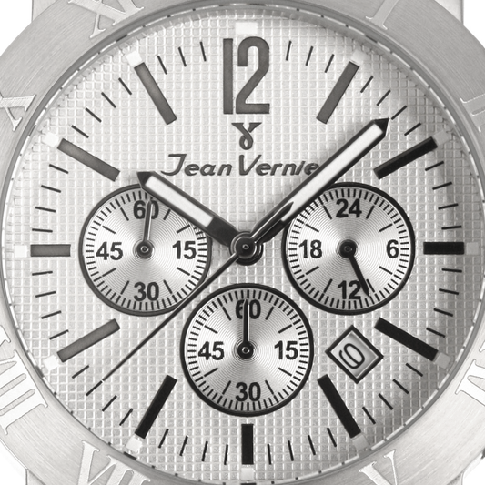 Relógio Jean Vernier Caixa e Pulseira Aço Inoxidável Cronógrafo 10ATM - JV00251