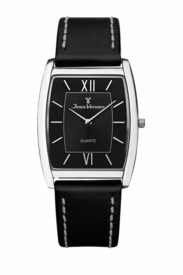 Relógio Jean Vernier Prateado Pulseira de Couro JV00301PC