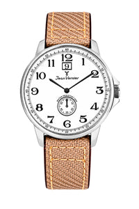 Relógio Masculino Jean Vernier Nylon Bege Calendário JV00313BJ-03