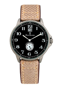 Relógio Masculino Jean Vernier Nylon Bege Calendário JV00313PJ-03
