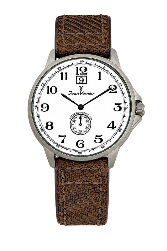 Relógio Masculino Jean Vernier Nylon Marrom Calendário JV00313BJ-04