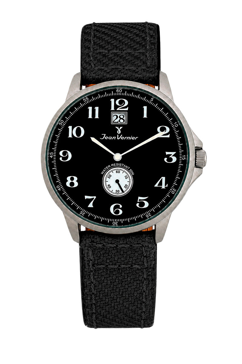 Relógio Masculino Jean Vernier Nylon Preto Calendário JV00313PJ-05