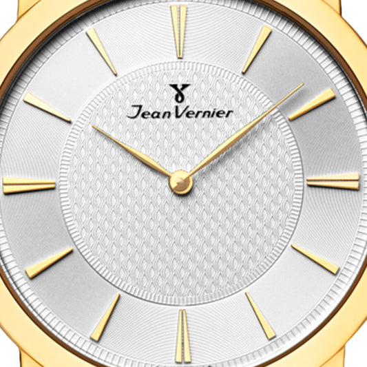 Relógio Jean Vernier Caixa Aço Dourado Pulseira Couro Social  JV00335M