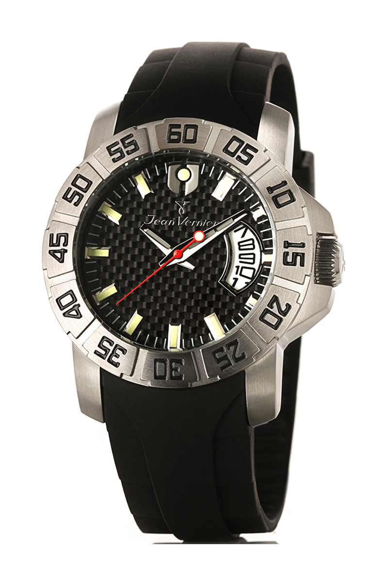 Relógio Jean Vernier Pulseira Silicone Preto JV00445