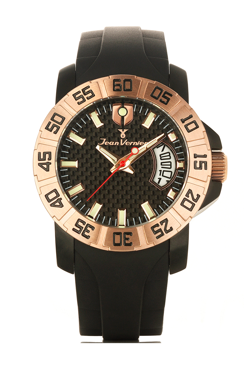 Relógio Jean Vernier Pulseira Silicone Preto JV00446