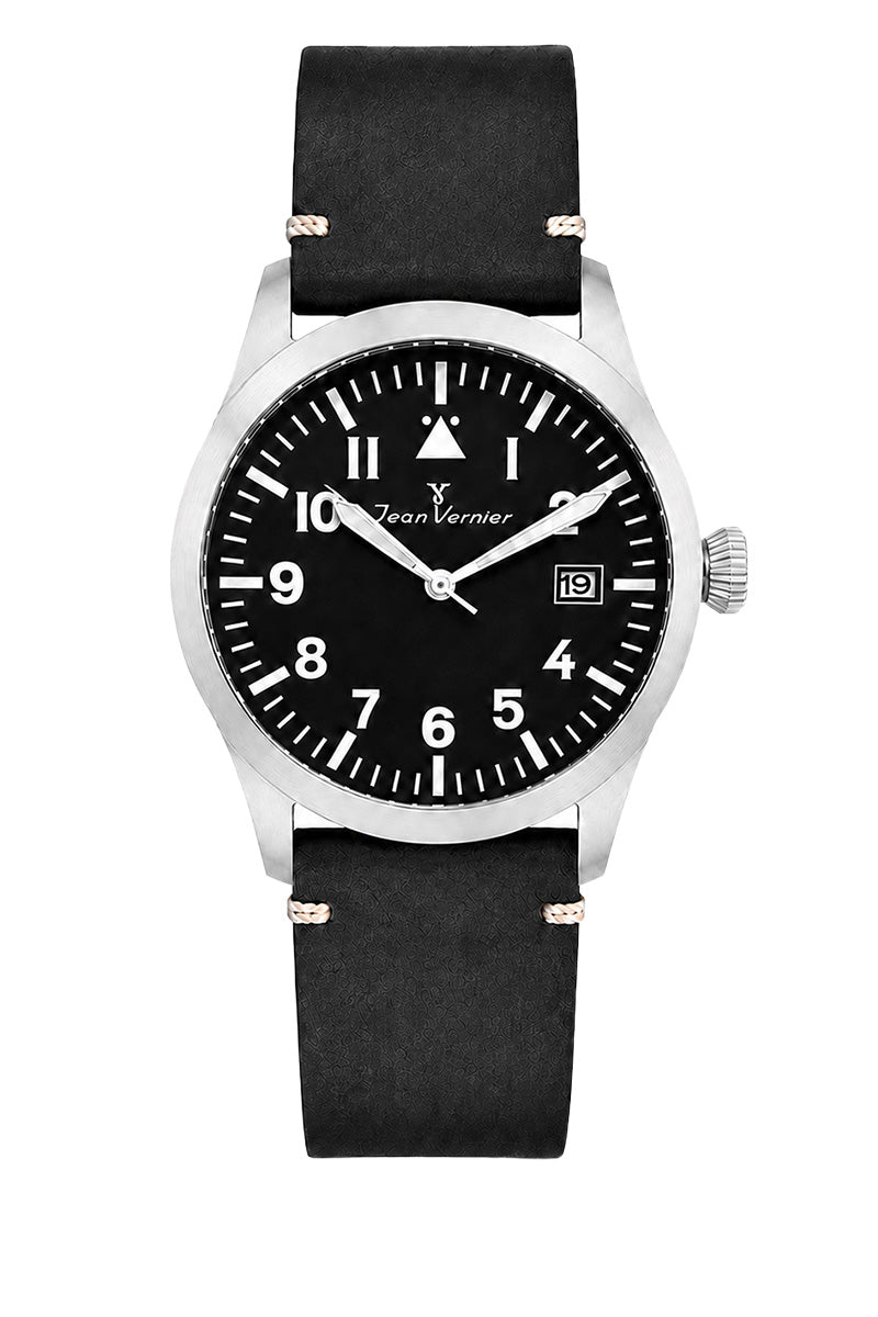 Relógio Masculino Jean Vernier Couro Preto JV01009