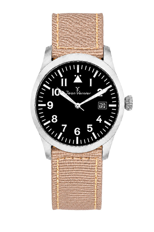 Relógio Masculino Jean Vernier Nylon Bege Engate Rápido JV01009NB