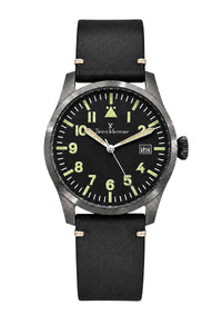 Relógio Masculino Jean Vernier Couro Preto JV01010
