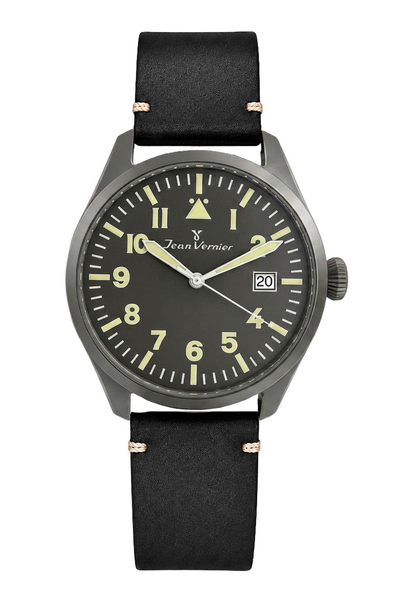 Relógio Masculino Jean Vernier Couro Preto JV01010
